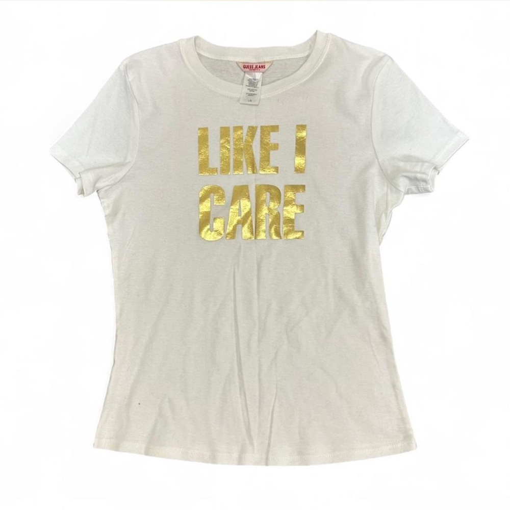 Guess White T-Shirt with Gold Print